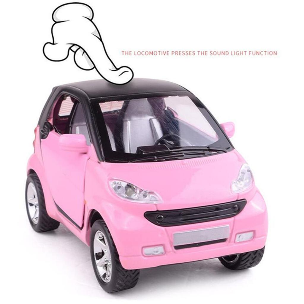 Pink Pull Back Car Diecast Car Model Collectible Toy For 1/32 Scale Smart Fortwo Birthday Christmas New Year Gift