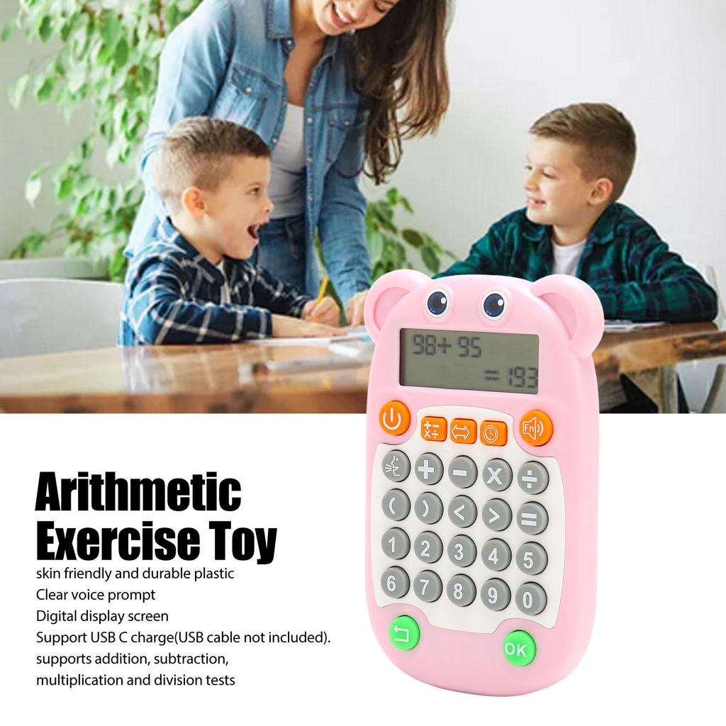 Arithmetic Exercise Toy Digital Display Voice Prompt 27 Keys USB C Arithmetic Training Machine for Kids Education