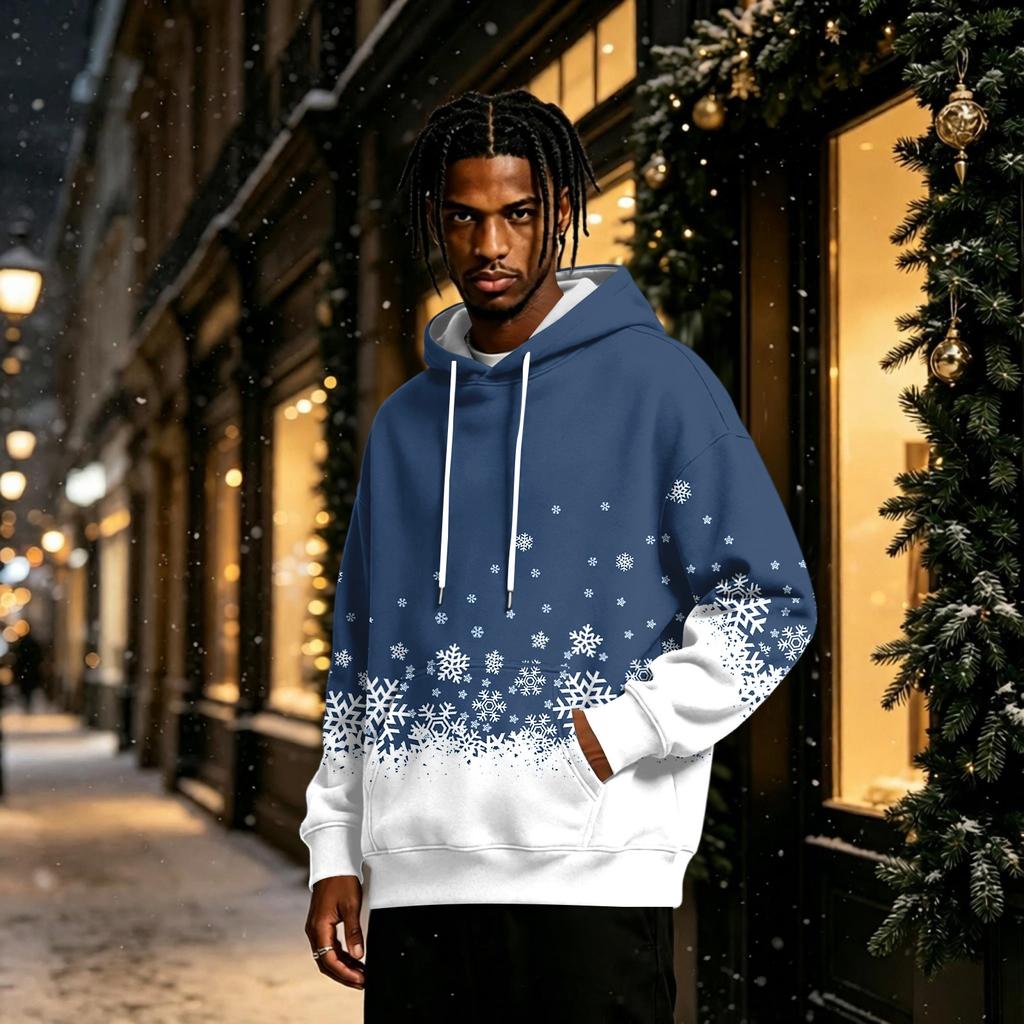 Men's Christmas Hoodie with Long Sleeve Pullover Sweatshirt