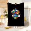Art Illustration RRubik Cube Pop Throw Lightweight G Flannel Blanket Soft Skinfriendly for Summer Cooling