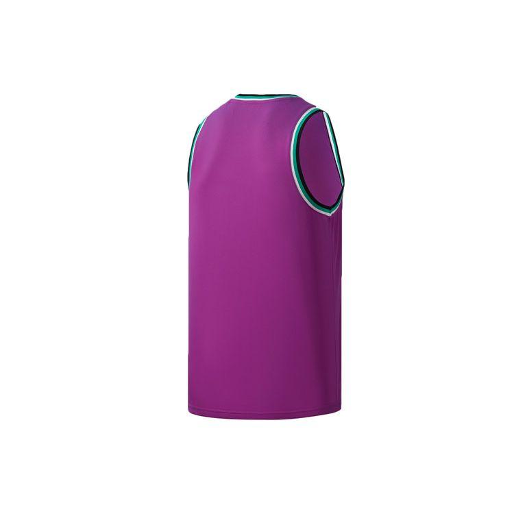 Li Ning Sports Basketball Series Mesh Breathable Basketball Competition Casual Sports Suit Men Sportswear Purple AATR011-5