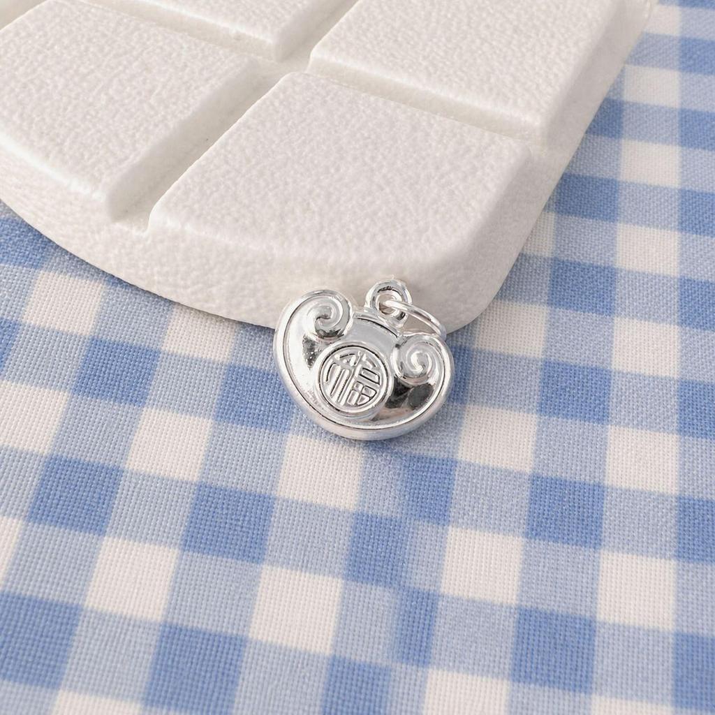 999 Sterling Silver Matte Chinese-Style Baby Peace Lock Pendant Bracelet Necklace