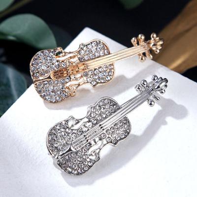 Brooch Pin Violin Rhinestones Jewelry Shiny Guitar Brooch Clothing Accessories