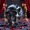 Halloween Totenkopf Schmuckstück, Außerirdischer Totenkopf Form Figur aus Kunstharz, Realistische Knochen Detail Skulptur Tischdeko Party Dekoration