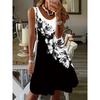 Modisches und elegantes Damen-Weste-Kleid in zweifarbigem Schwarz-Weiß-Blumendruck