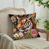 Embroidered Tiger Throw Cushion Covers Chair Living Room Pillowcase Cozy Zipper Sofa Pillow Covers Bedroom Indoor Home Decor