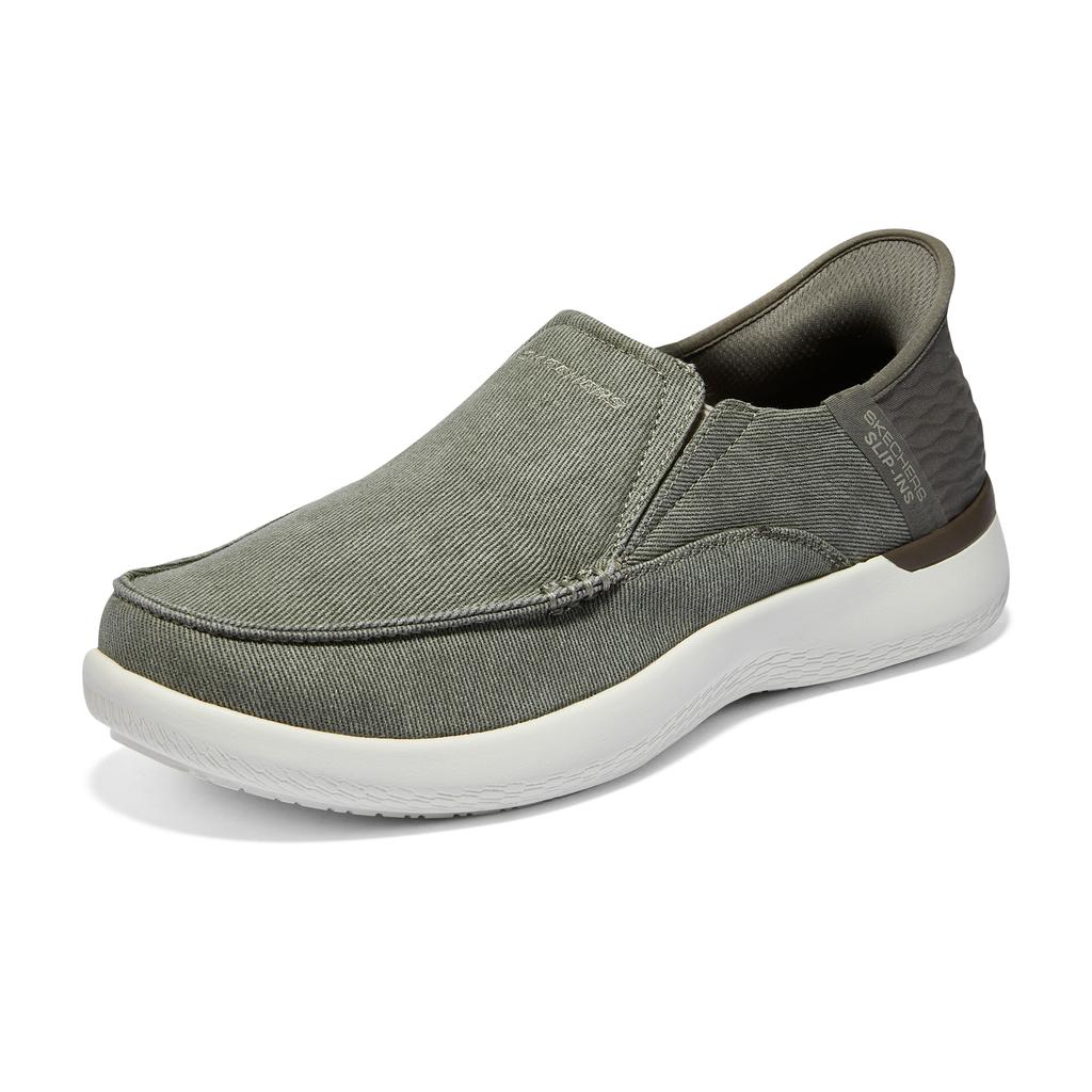 Skechers Slip-Ons Flash Technology Fabric Comfortable Retro Minimalist Low-Top Casual Shoes Men Sneakers Khaki 205065-KHK