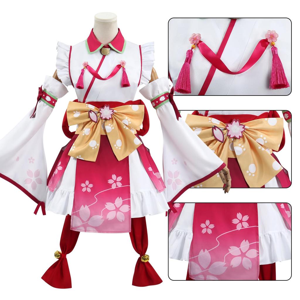 COSSA Sakura Miko Sakura Shrine Maiden Wig for School and Events Halloween, Parties, Festivals, Christmas, (XXL)
