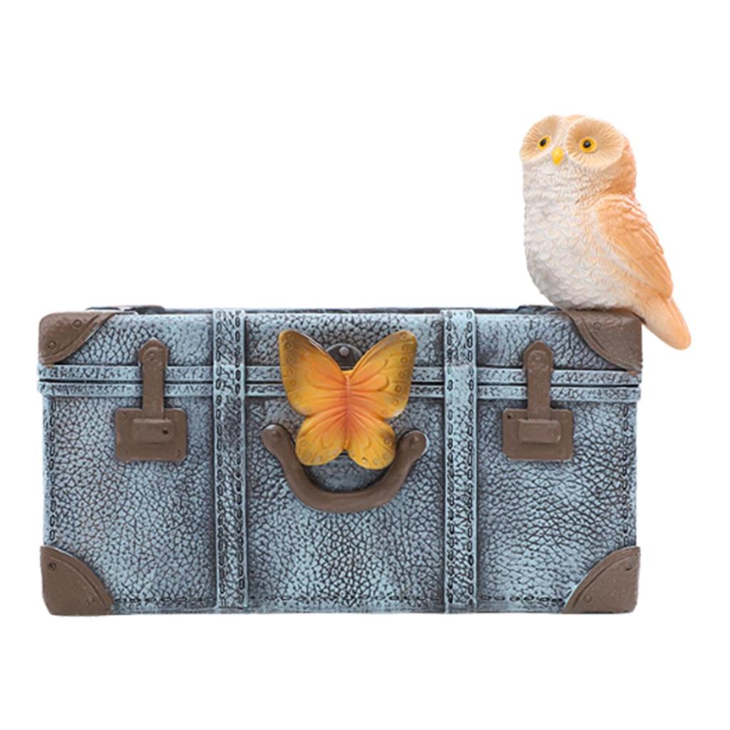 Resin Plant Pot with Drainage Hole Suitcase Shape Sculpture Green Container