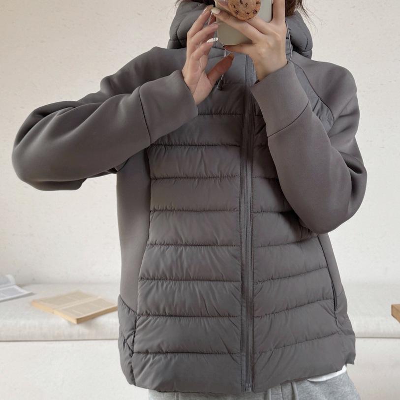 Light and thin European and American fashion women's clothing spliced cotton clothes, jackets, slim and thin stand-up collar down cotton clot