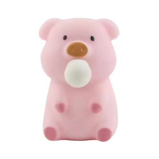 Bubble Blowing Pig Squeeze Toy Stress Relief Cartoon Pig Sensory Toy Soft Stretchy Animal Shape Home Office Desk Toy