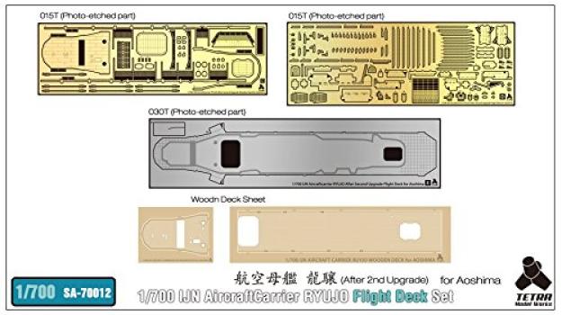 Tetra Model Works Japanischer Marine-Flugzeugträger Ryujo, Flugdeck, komplettes Set für Schiff der Kompanie A, Zubehörteile-Set, Plastikmodellbauteile SA7012, 1/700