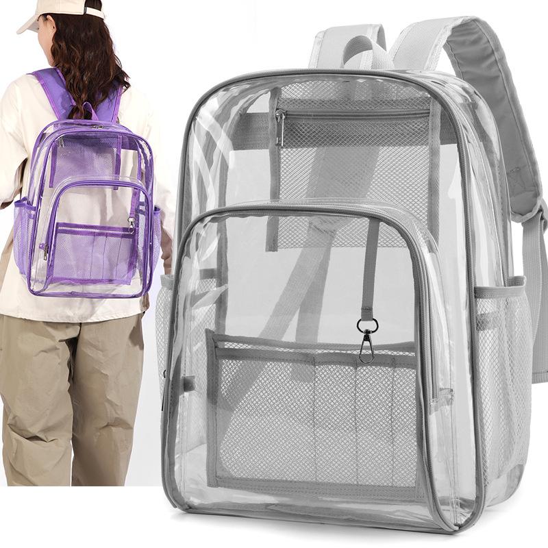 Schoolbag1011 new niche personality PVC transparent backpack men and women large capacity waterproof double backpack jelly bag