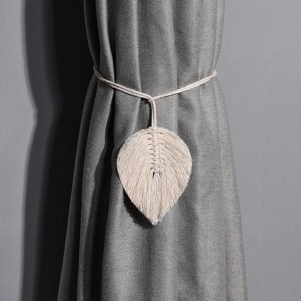 Bohemian Woven Tassel Curtain Tie-back with Leaf Rope Design