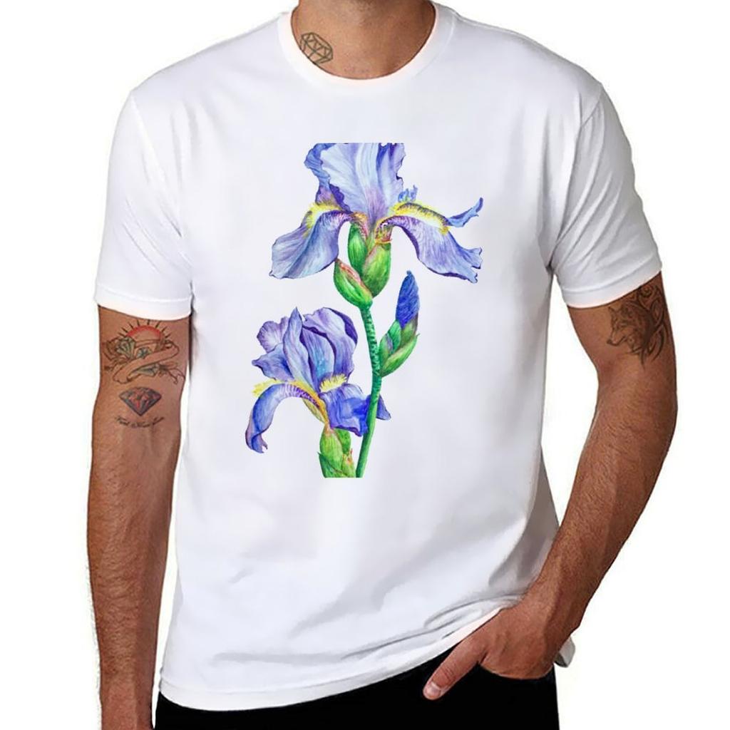 Watercolor Iris Flower Tshirt High Elasticity Sports Tshirt