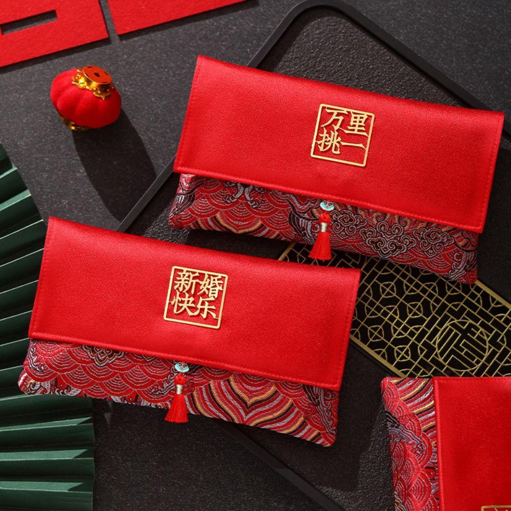 Chinese Style Wedding Red Envelope Embroidery Pattern Money Red Pocket  Spring Festival