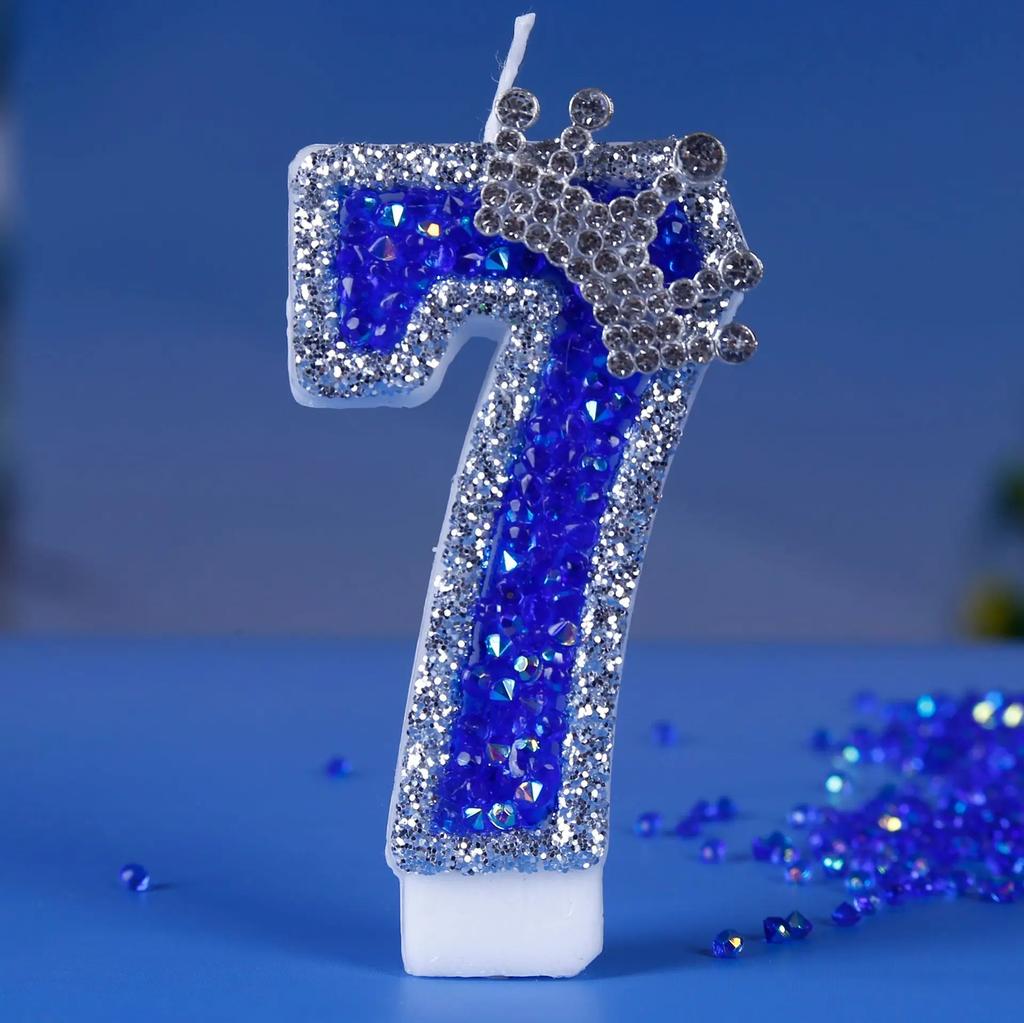 Number Birthday Candle Shiny Crown Digital Cake Topper Candle Kids Birthday Anniversary Party Decoration Supplies Birthday Favor