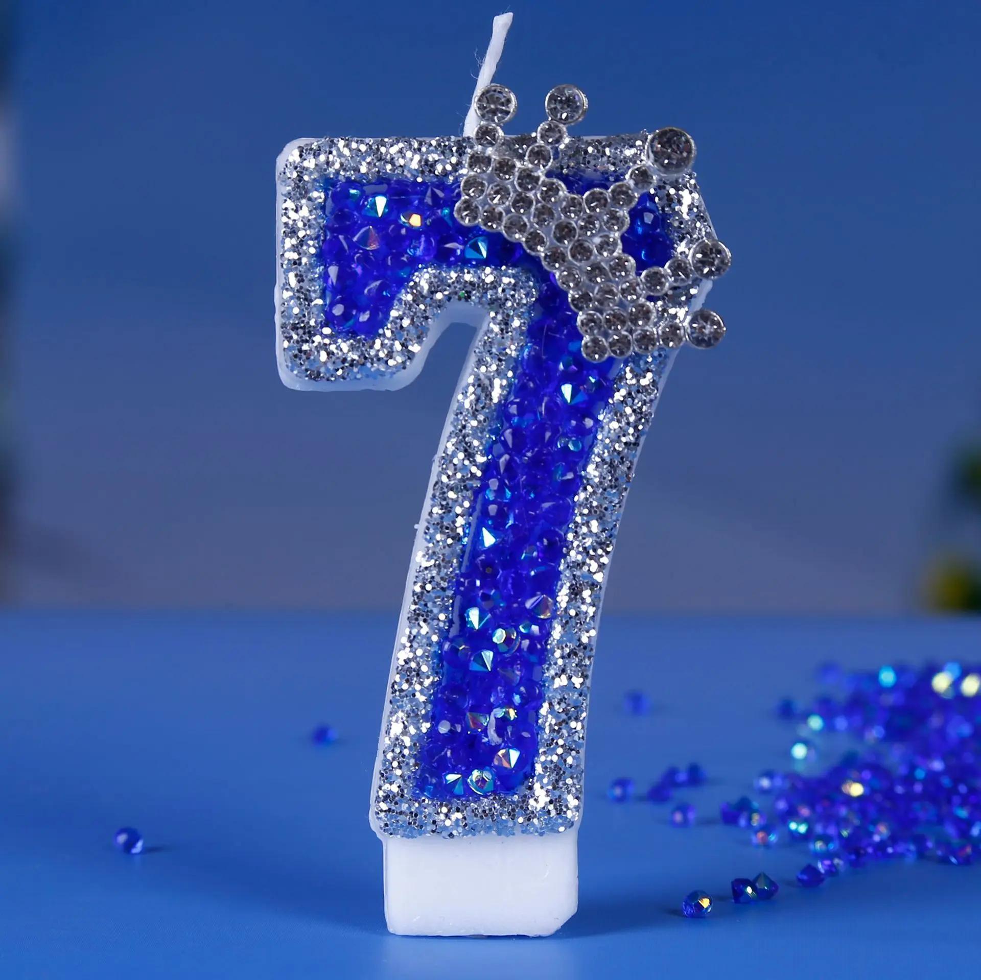 

Number Birthday Candle Shiny Crown Digital Cake Topper Candle Kids Birthday Anniversary Party Decoration Supplies Birthday Favor