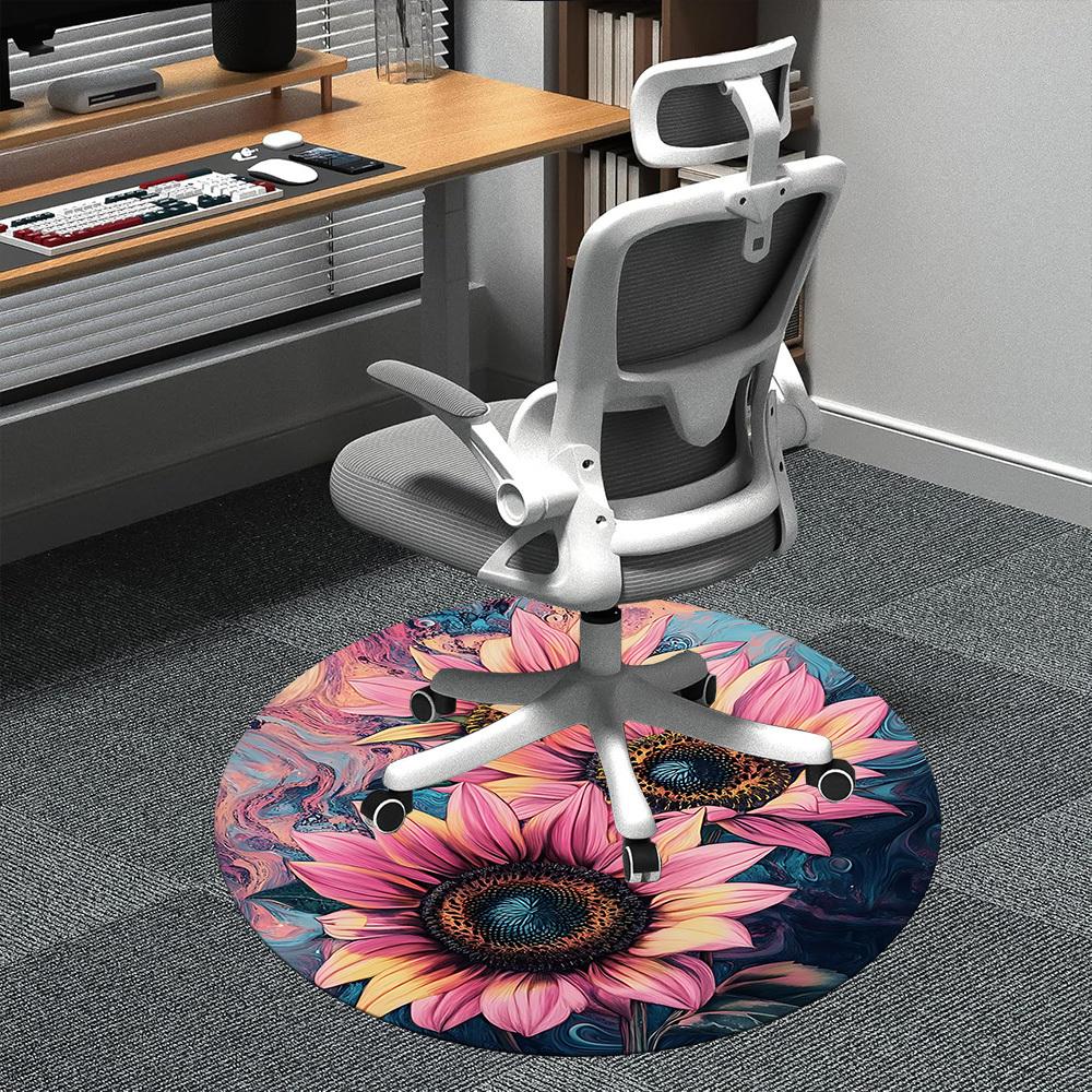 

1 шт. Абстрактный круглый ковер с подсолнухами для офиса, коврик для помещений, подходит для офиса, под офисные стулья, спальни, гостиной, домашнего декора, декор комнаты D113 80cm by 80cm