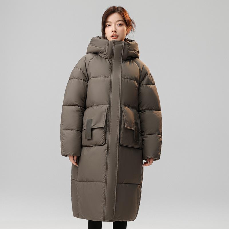 New long thickened coat loose women's knee hooded long-sleeved warm cotton-padded coat women's outside