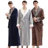 Unisex Autumn/Winter Flannel Bathrobe - Thickened & Longened for Men & Couples