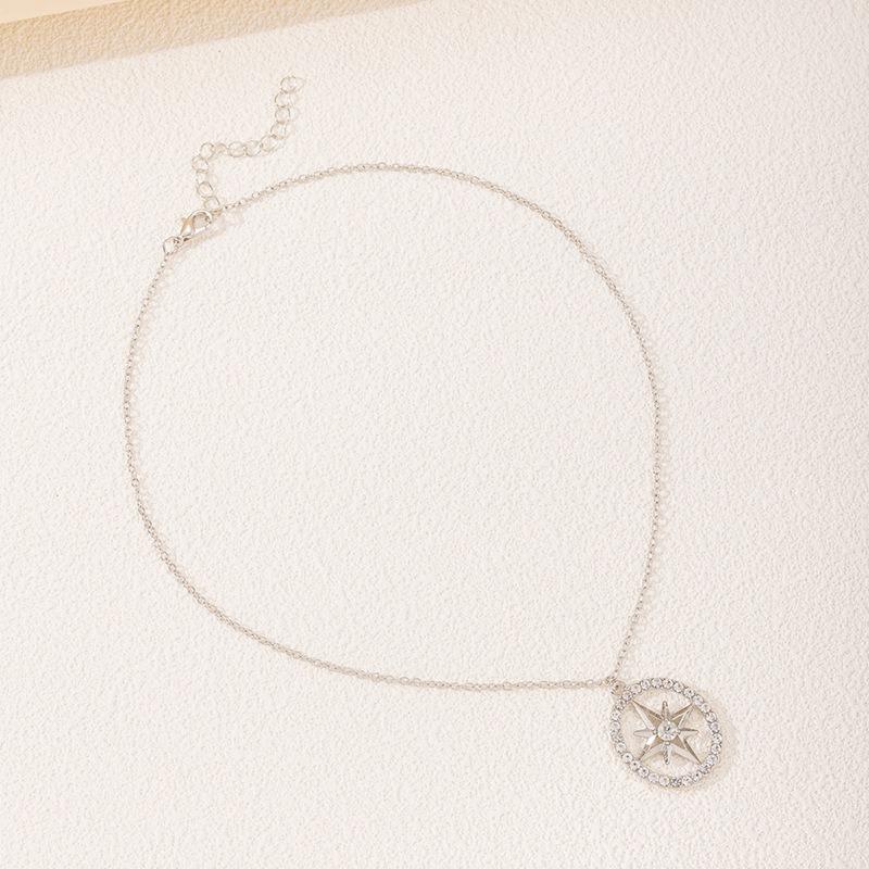 New Accessories Fashion Diamond Circle Pendant Women's Personality Versatile Hexagram Necklace