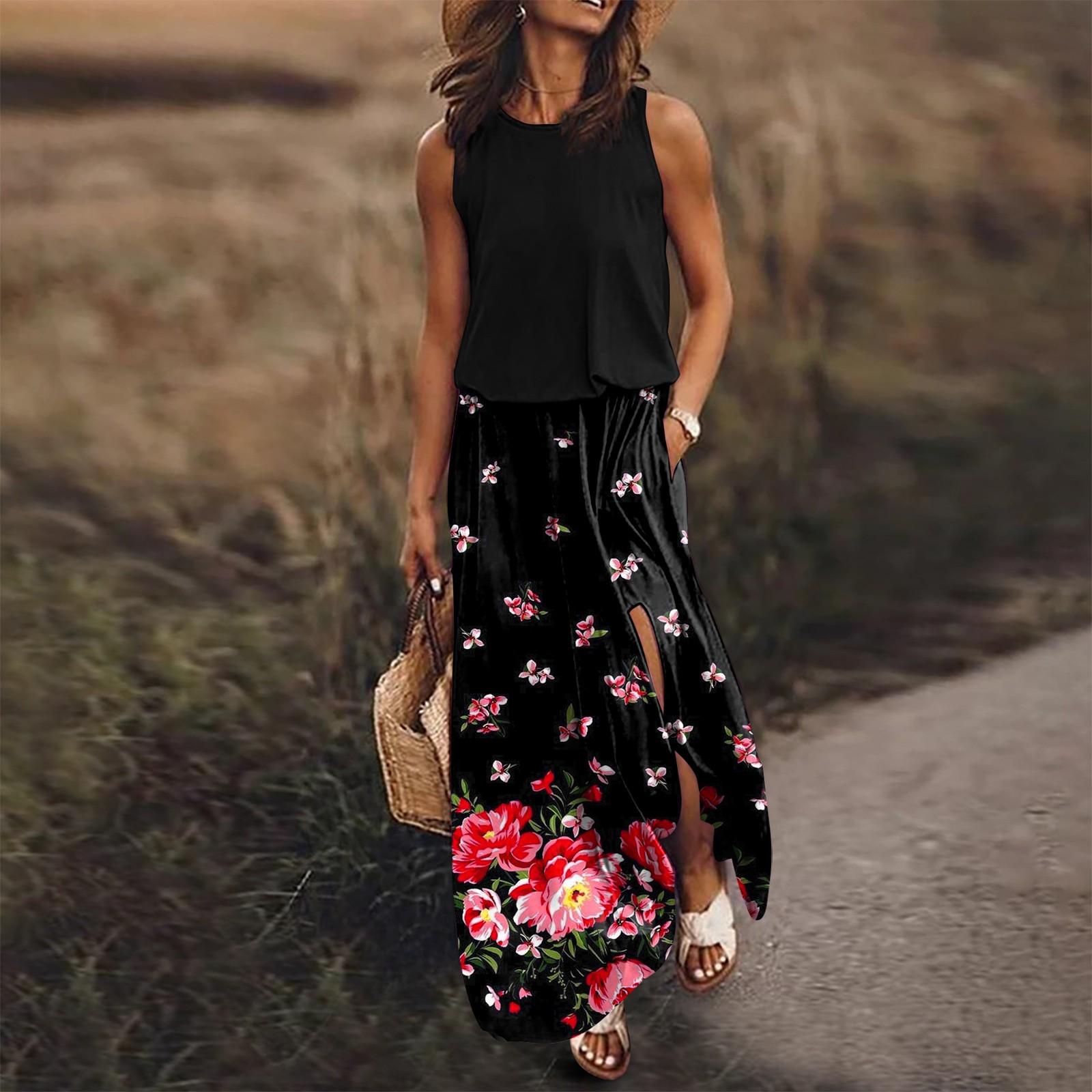 Женское платье с эластичным поясом и принтом — фото 7