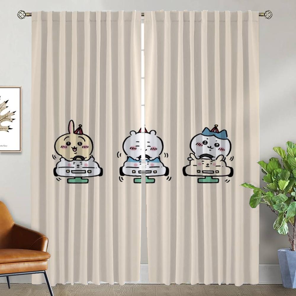 

Chiikawaes противомоскитные шторы 2 шт. оконные шторы для комнаты 2 панели домашний интерьер шторы украшение на Хэллоуин перегородка W50xH70cmx2pcs-CL