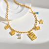 Stainless Steel Flower Bee, Butterfly Heart-shaped Charms Pendant Bracelet, Handmade Waterproof New Wrist Chain Jewelry