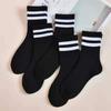 Fashion Sports Cotton Two Bar Korean Style Socks Female Socks Casual Hosiery Middle Tube Hosiery