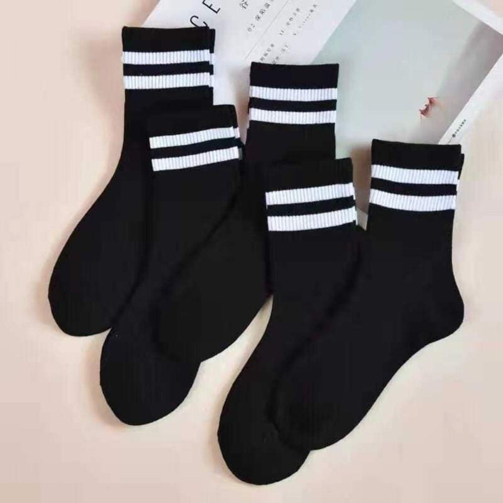 Fashion Sports Cotton Two Bar Korean Style Socks Female Socks Casual Hosiery Middle Tube Hosiery