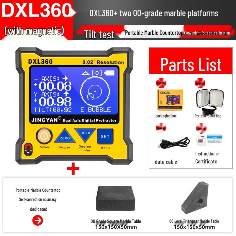 Jingyan DXL360S High-Precision Digital Dual-Axis Angle Meter with Lithium Battery