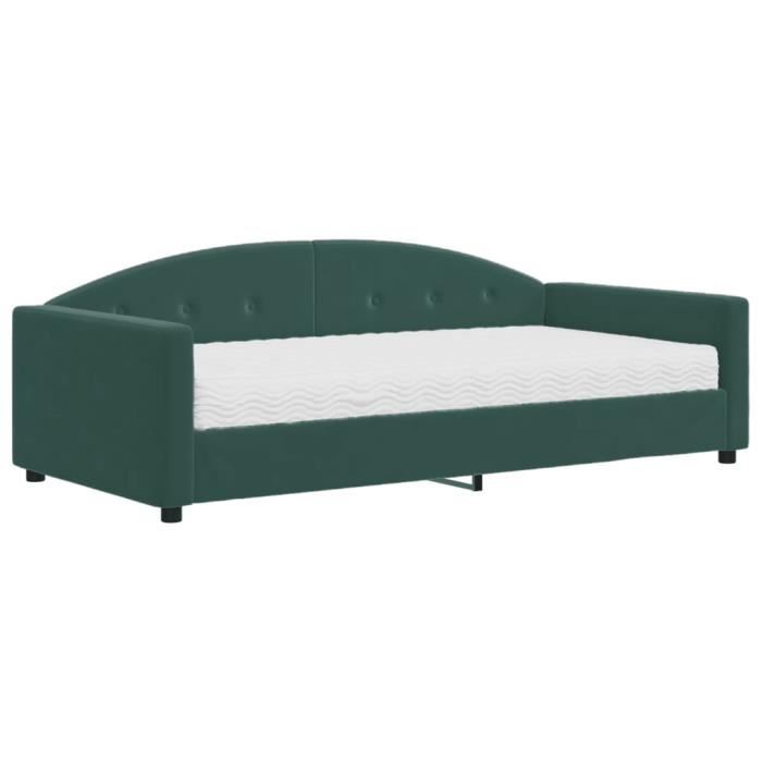 VidaXL Daybed with Mattress Dark Green 100x200 Cm Velvet 3197286