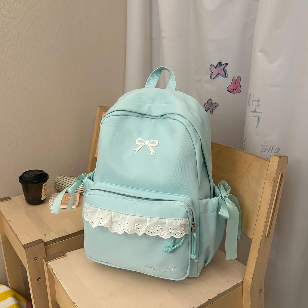 Schultasche Schultasche Mädchen Grundschule Klassen 3 bis 6 süßer Stil Schleife Rucksack Nylon verschleißfest klein frisch Rucksack