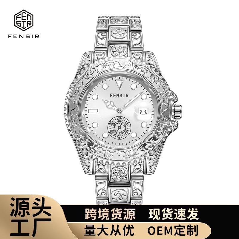 Finshi Two-and-a-half-hand for Luxury Stainless Steel Quartz Watch Fashionable Business Luminous Calendar Waterproof