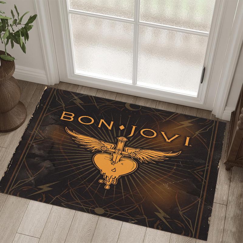 Bon Jovi Design Crystal Velvet Carpet Cozy Non?Slip Printed Rug For Bedroom Living Room Entrance
