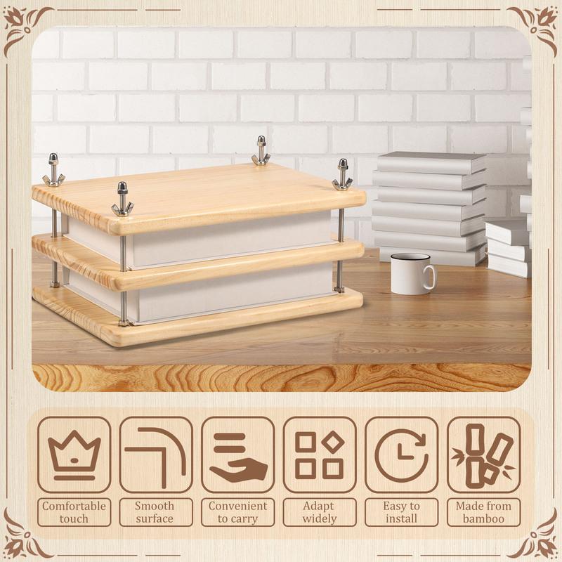 Book Press Bamboo Wood Book Binding Press Portable Paper Press for Bookbinding Practical Book Binding Tools for Craft