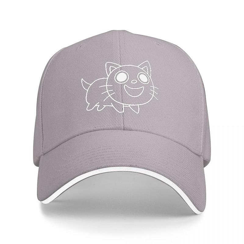 Cute Cat Outline Design Baseball Cap Black with White Trim and Playful Feline Graphic for Casual Wear and Fun Style StateUnisext