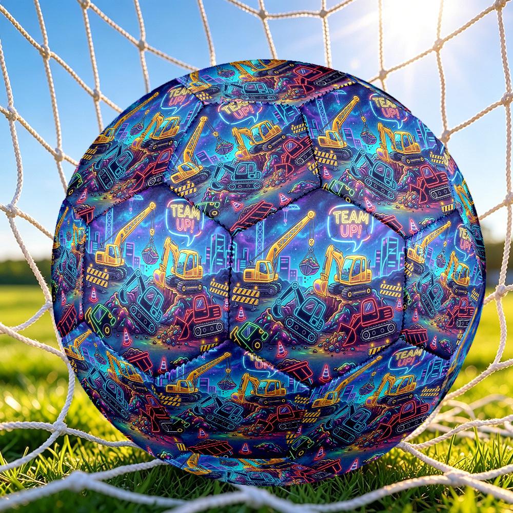 1pc Team Up Construction Soccer Ball Size 5,Suitable for Practice Matches/Training, Ideal for Indoor and Outdoor Sports. c63071