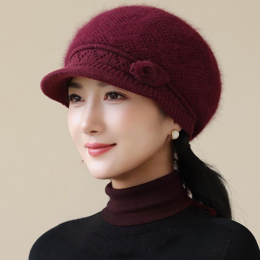 Women Winter Hat Plush Fur Lined Warm Cap For Women Casual Rabbit Fur Blend Streetwear Outdoor Fashion Knitted Hat
