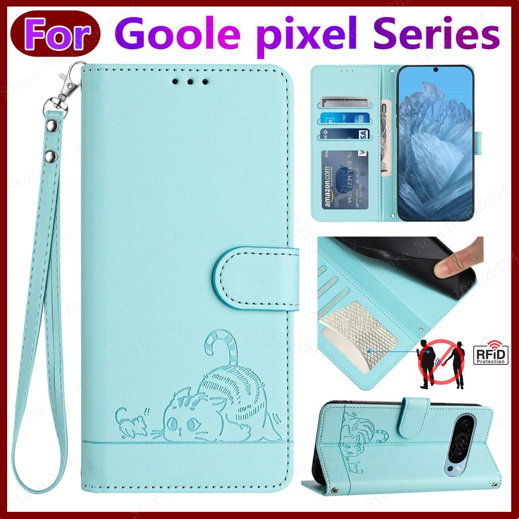 Læder Pung telefoncover Velegnet til Goole pixel 9 8 7 pro Covers pixel 6 5 4a Kort holder Crossbody Mobil beskyttelsescover