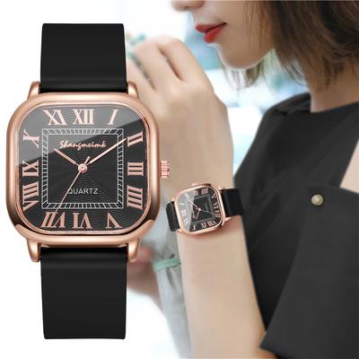 Fashion Roma Dial Women Watches Square Quartz Watch Casual Silicone Band Wristwatch Reloj Mujer