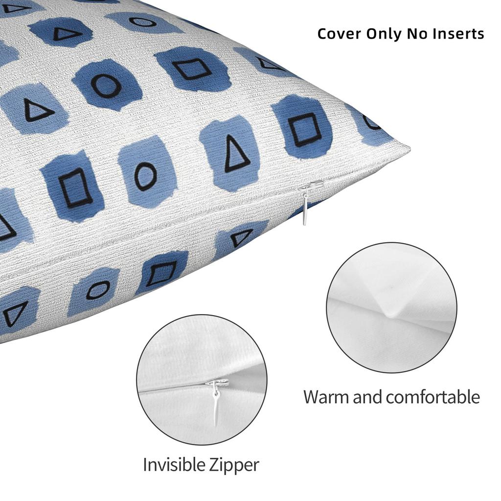 Abstract Geometric Blue Square Pillow Cases Geometric Ink Blue Cushion Cover Awesome Decorative Throw Pillow Case Cover