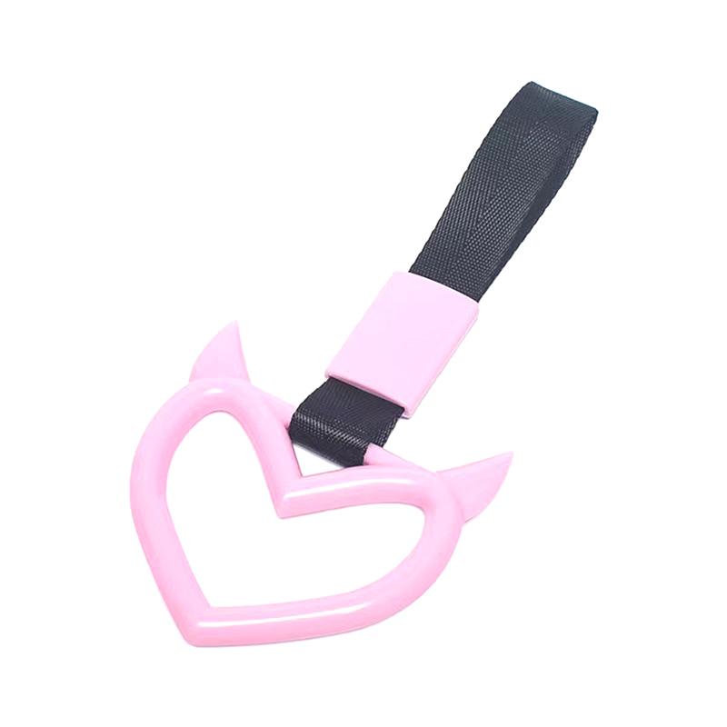 1Pcs Newhandle Ring Heart Train Bus Hand Strap Styling Drift Charm Car Warning Tow Strap Hook Sticker