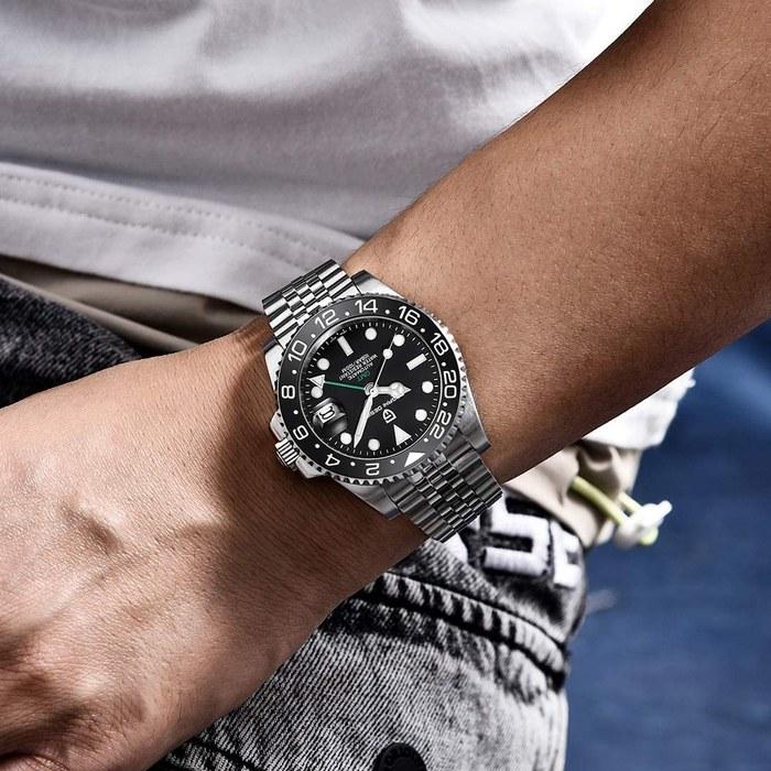 Pagani Design Men's Watch GMT Automatic Japanese Movement Diver Mechanical Watch Set with Waterproof Ceramic Bezel, Stainless Steel