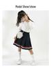 Navy Blue Pleated Cotton Skirt for Medium & Large Girls - Summer School Style