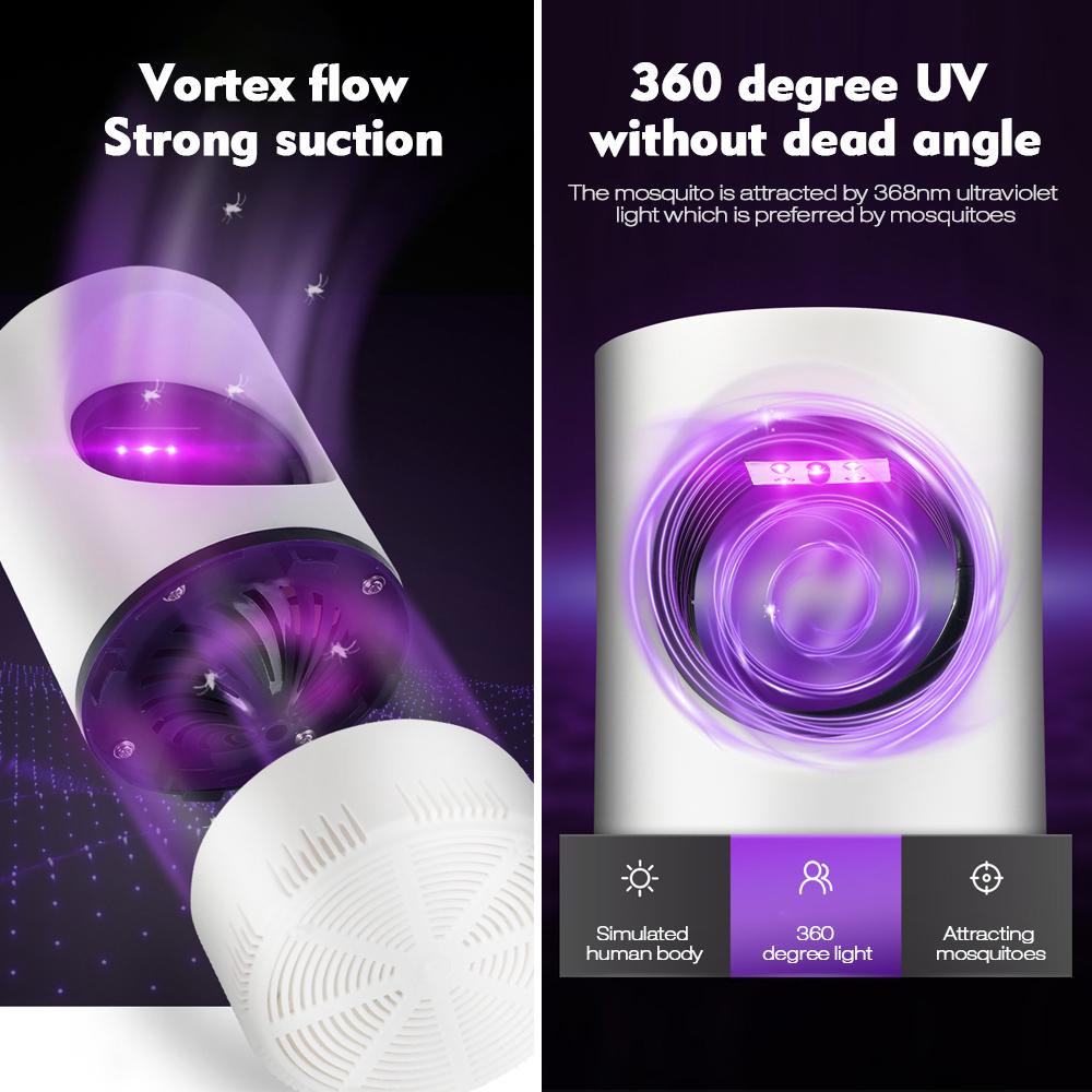 LED Elektrische Mückenvernichter Lampe Innen Außen Insektenfalle Kein Lärm Keine Strahlung USB Stromversorgung, Saugend
