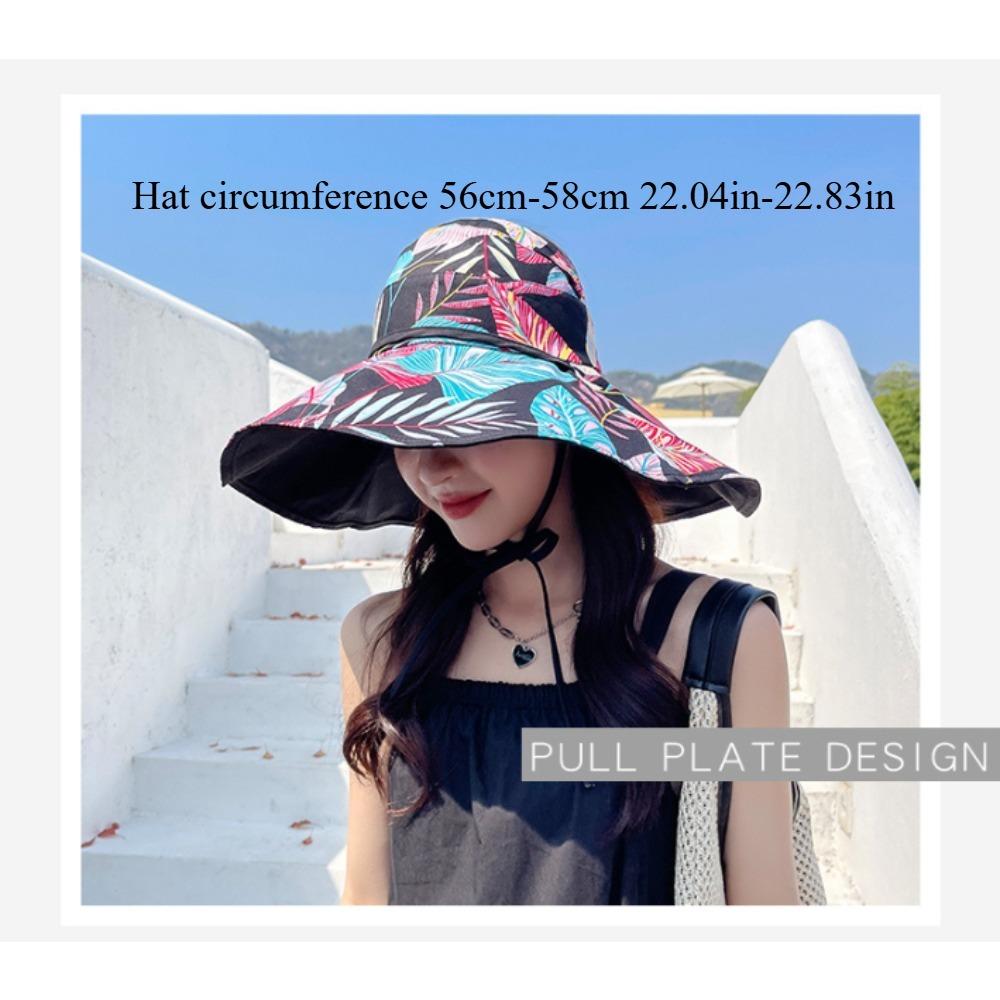 Women's Summer Sun Hat Large Brim UV Protection Ponytail - friendly Hollow - top Fisherman Hat for Face Shading Ideal