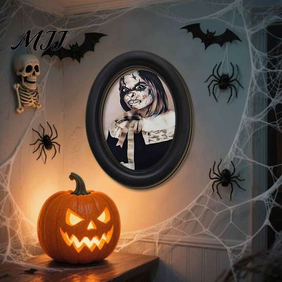 Retro Halloween Party Supplies Celebrity Landscape Oval Wall Sign, Vintage Gothic Print Hanging Plaque, Unique Gifts Wooden Frame Art Decor