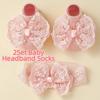 2Set Lace Bow Baby Headband Socks Set Soft Elastic Hair Band Anti Slip Socks  0-12 Months